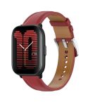 For Amazfit Active Stainless Steel Quick Release Buckle 20mm Genuine Leather Watch Band(Red)