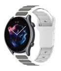 For Amazfit Bip 5 / GTR 4 / GTR 3 Flat Head Dual Color 22mm Quick Release Silicone Watch Band(White Gray)