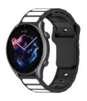 For Amazfit Bip 5 / GTR 4 / GTR 3 Flat Head Dual Color 22mm Quick Release Silicone Watch Band(Black White)