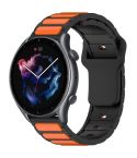 For Amazfit Bip 5 / GTR 4 / GTR 3 Flat Head Dual Color 22mm Quick Release Silicone Watch Band(Black Orange)