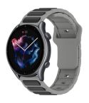 For Amazfit Bip 5 / GTR 4 / GTR 3 Flat Head Dual Color 22mm Quick Release Silicone Watch Band(Gray Black)