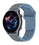 For Amazfit Bip 5 / GTR 4 / GTR 3 Flat Head Dual Color 22mm Quick Release Silicone Watch Band(Blue Gray)