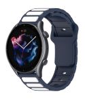 For Amazfit Bip 5 / GTR 4 / GTR 3 Flat Head Dual Color 22mm Quick Release Silicone Watch Band(Midnight Blue White)