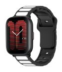 For Amazfit Active / GTR Mini / Bip 3 Flat Head Dual Color 20mm Quick Release Silicone Watch Band(Black White)