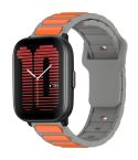 For Amazfit Active / GTR Mini / Bip 3 Flat Head Dual Color 20mm Quick Release Silicone Watch Band(Gray Orange)