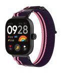 For Redmi Watch 5 / Watch 5 eSIM Nylon Woven Hook and Loop Fastener Watch Band(Pink+Purple)