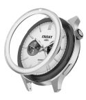 For Xiaomi Watch S4 Tempered Glass Film Hybrid Stainless Steel Watch Protective Ring(Silver White)