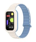 For Xiaomi Band 9 Active Dual Color Soft Case Integrated Magnetic Silicone Watch Band(White Blue)