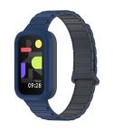 For Xiaomi Band 9 Active Dual Color Soft Case Integrated Magnetic Silicone Watch Band(Midnight Blue Gray)