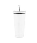 JUNSUNMAY 500ml 304 Stainless Steel Water Vacuum Bottle Coffee Cup with Lid and Straw(White)
