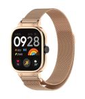 For Redmi Watch 5 Metal Frame Watch Case Integrated Milan Magnetic Steel Mesh Watch Band(Rose Gold)