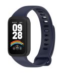 For Redmi Band 3 / Xiaomi Smart Band 9 Active Soft Silicone Integrated Watch Band(Black+ Dark Blue)