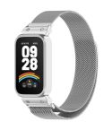 For Xiaomi Smart Band 9 Active / Redmi Band 3 Metal Frame Watch Case Integrated Milan Magnetic Watch Band(Silver)