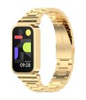 For Redmi Bnad 3 Metal Frame Watch Case Integrated Three Beads Stainless Steel Watch Band(Gold)
