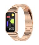 For Redmi Bnad 3 Metal Frame Watch Case Integrated Three Beads Stainless Steel Watch Band(Rose Gold)