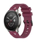 For Amazfit Watch 22mm Dotted Black Buckle Silicone Watch Band(Wine Red)
