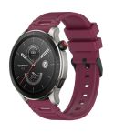 For Amazfit Watch 22mm Vertical Pattern Black Buckle Silicone Watch Band(Wine Red)