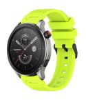 For Amazfit Watch 22mm Vertical Pattern Black Buckle Silicone Watch Band(Lime Green)