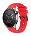 For Amazfit Watch 22mm Vertical Pattern Black Buckle Silicone Watch Band(Two Color+Red)