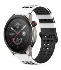For Amazfit Watch 22mm Three Rows Hole Two Color Silicone Watch Band(White+Black)