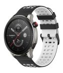 For Amazfit Watch 22mm Three Rows Hole Two Color Silicone Watch Band(Black+White)