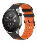 For Amazfit Watch 22mm Three Rows Hole Two Color Silicone Watch Band(Black+Orange)