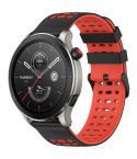 For Amazfit Watch 22mm Three Rows Hole Two Color Silicone Watch Band(Black+Red)