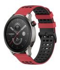 For Amazfit Watch 22mm Three Rows Hole Two Color Silicone Watch Band(Red+Black)