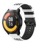 For Xiaomi Watch 22mm Three Rows Hole Two Color Silicone Watch Band(White+Black)