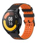 For Xiaomi Watch 22mm Three Rows Hole Two Color Silicone Watch Band(Black+Orange)