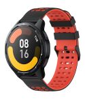 For Xiaomi Watch 22mm Three Rows Hole Two Color Silicone Watch Band(Black+Red)