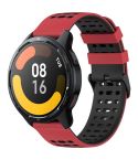 For Xiaomi Watch 22mm Three Rows Hole Two Color Silicone Watch Band(Red+Black)