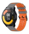 For Xiaomi Watch 22mm Three Rows Hole Two Color Silicone Watch Band(Grey+Orange)
