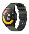 For Xiaomi Watch 22mm Three Rows Hole Two Color Silicone Watch Band(Army Green+Black)
