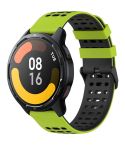 For Xiaomi Watch 22mm Three Rows Hole Two Color Silicone Watch Band(Lime Green+Black)