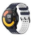 For Xiaomi Watch 22mm Three Rows Hole Two Color Silicone Watch Band(Midnight Blue+White)