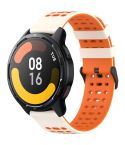 For Xiaomi Watch 22mm Three Rows Hole Two Color Silicone Watch Band(Starlight+Orange)