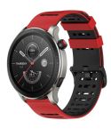 For Amazfit Watch 22mm Hollow Three Rows Hole Two Color Silicone Watch Band(Red+Black)