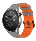 For Amazfit Watch 22mm Hollow Three Rows Hole Two Color Silicone Watch Band(Grey+Orange)