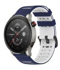 For Amazfit Watch 22mm Hollow Three Rows Hole Two Color Silicone Watch Band(Midnight Blue+White)