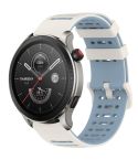 For Amazfit Watch 22mm Hollow Three Rows Hole Two Color Silicone Watch Band(Starlight+Blue)