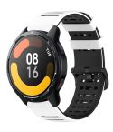 For Xiaomi Watch 22mm Hollow Three Rows Hole Two Color Silicone Watch Band(White+Black)
