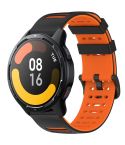 For Xiaomi Watch 22mm Hollow Three Rows Hole Two Color Silicone Watch Band(Black+Orange)
