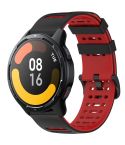 For Xiaomi Watch 22mm Hollow Three Rows Hole Two Color Silicone Watch Band(Black+Red)