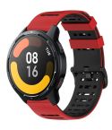 For Xiaomi Watch 22mm Hollow Three Rows Hole Two Color Silicone Watch Band(Red+Black)