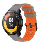 For Xiaomi Watch 22mm Hollow Three Rows Hole Two Color Silicone Watch Band(Grey+Orange)