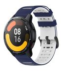 For Xiaomi Watch 22mm Hollow Three Rows Hole Two Color Silicone Watch Band(Midnight Blue+White)
