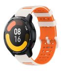 For Xiaomi Watch 22mm Hollow Three Rows Hole Two Color Silicone Watch Band(Starlight+Orange)