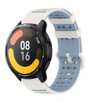 For Xiaomi Watch 22mm Hollow Three Rows Hole Two Color Silicone Watch Band(Starlight+Blue)