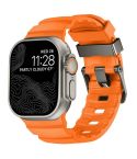 For Apple Watch 46mm / 49mm / 45mm / 44mm Wild Path Grey Buckle Thickened Silicone Watch Band(Orange)